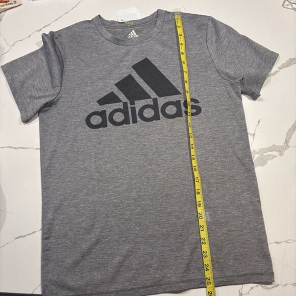Adidas | Climalite Boys Grey T Shirt Black Logo gray Size XL 14/16 - Picture 16 of 16
